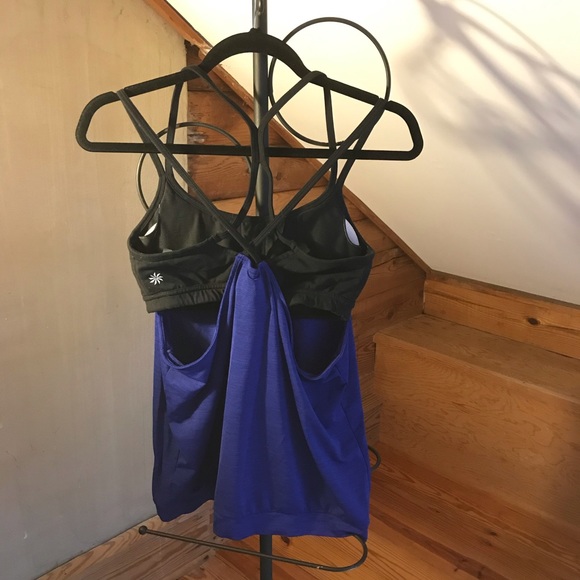 Athleta Blue Black Built-in Bra Tank Top, EUC, S - Picture 2 of 15